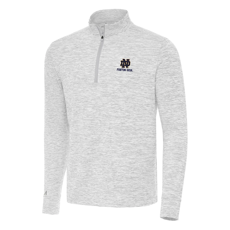 Men's Antigua Gray Notre Dame Fighting Irish Cause Quarter-Zip Top