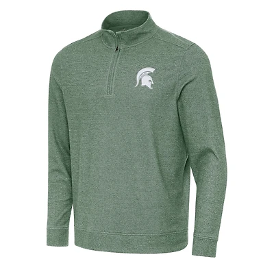 Men's Antigua Hunter Green Michigan State Spartans Subtle Quarter-Zip Sweatshirt
