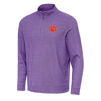 Men's Antigua Heather Purple Clemson Tigers Subtle Quarter-Zip Sweatshirt