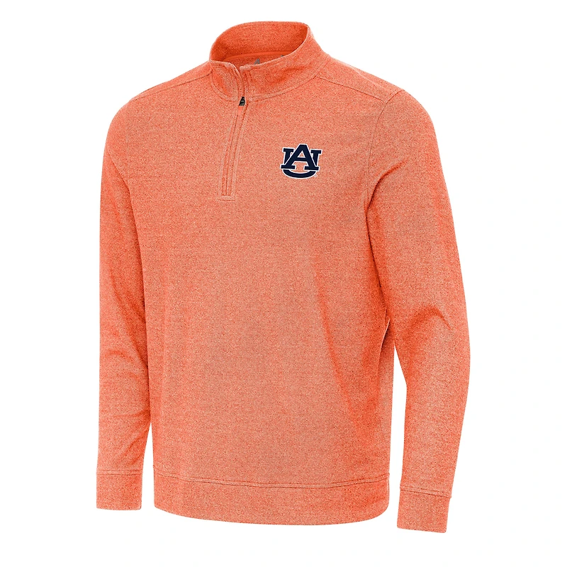 Men's Antigua Heather Orange Auburn Tigers Subtle Quarter-Zip Sweatshirt