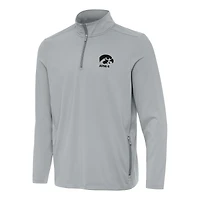 Men's Antigua  Gray Iowa Hawkeyes Perilous Quarter-Zip Sweatshirt