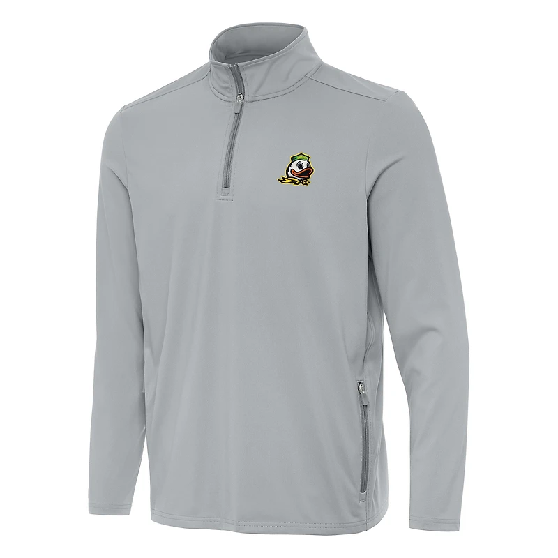 Men's Antigua  Gray Oregon Ducks Perilous Quarter-Zip Sweatshirt