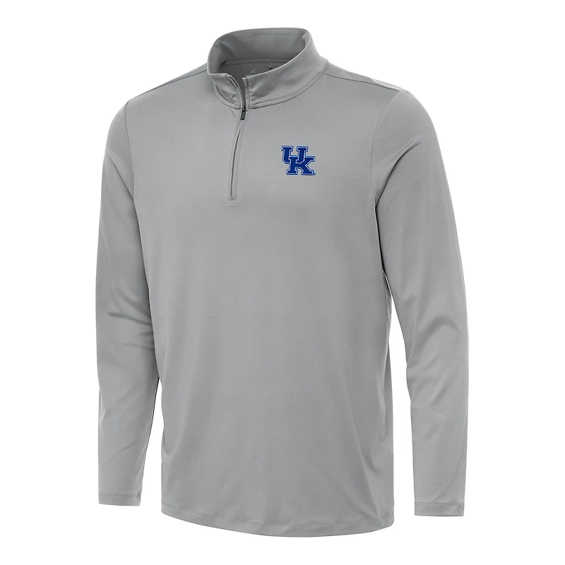 Men's Antigua Gray Kentucky Wildcats Reprocess Quarter-Zip Top