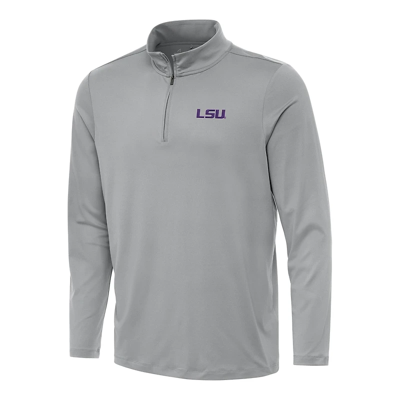 Men's Antigua Gray LSU Tigers Reprocess Quarter-Zip Top