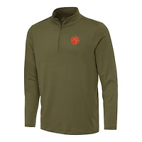 Men's Antigua Olive Clemson Tigers Reprocess Quarter-Zip Top