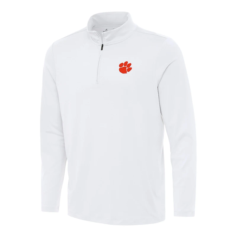Men's Antigua White Clemson Tigers Reprocess Quarter-Zip Top