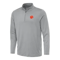 Men's Antigua Gray Clemson Tigers Reprocess Quarter-Zip Top