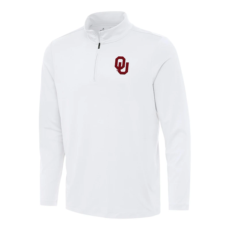 Men's Antigua White Oklahoma Sooners Reprocess Quarter-Zip Top