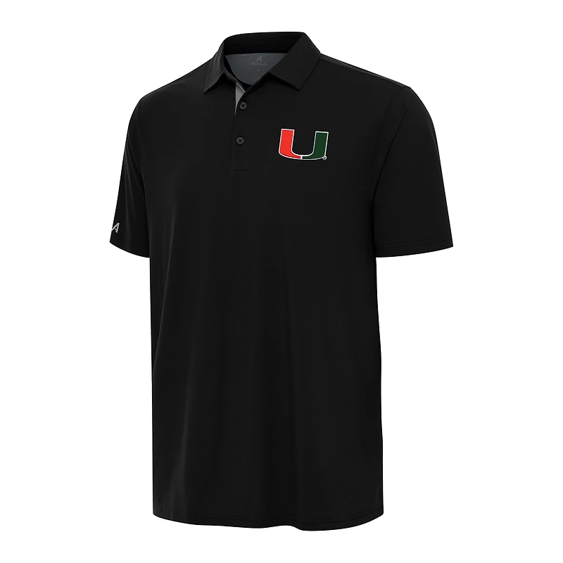 Men's Antigua Black Miami Hurricanes Era Polo