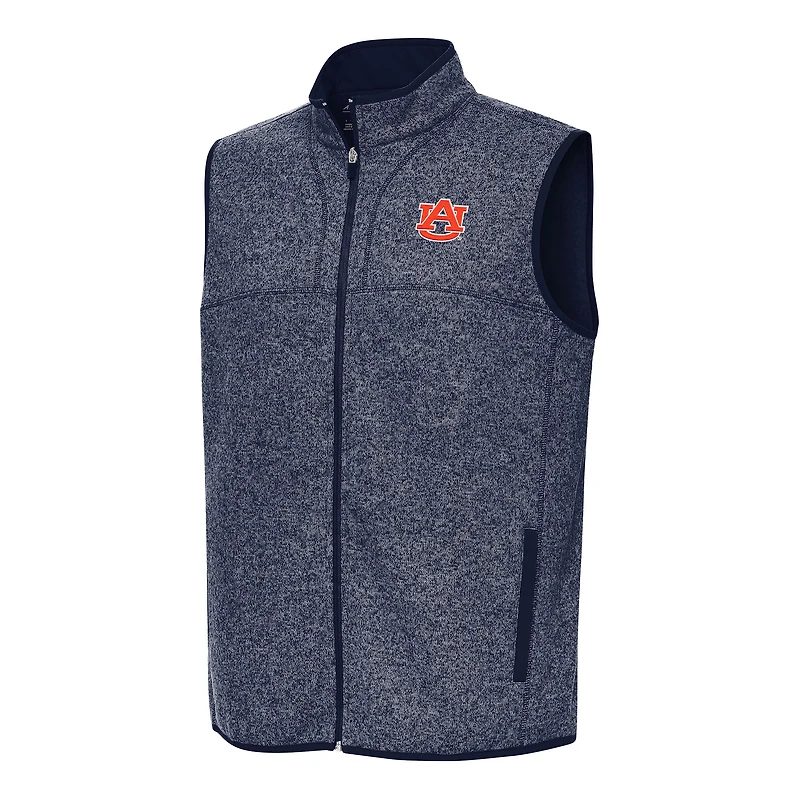 Men's Antigua Heather Navy Auburn Tigers Fortune Full-Zip Vest