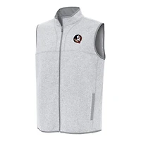 Men's Antigua Heather Gray Florida State Seminoles Fortune Full-Zip Vest