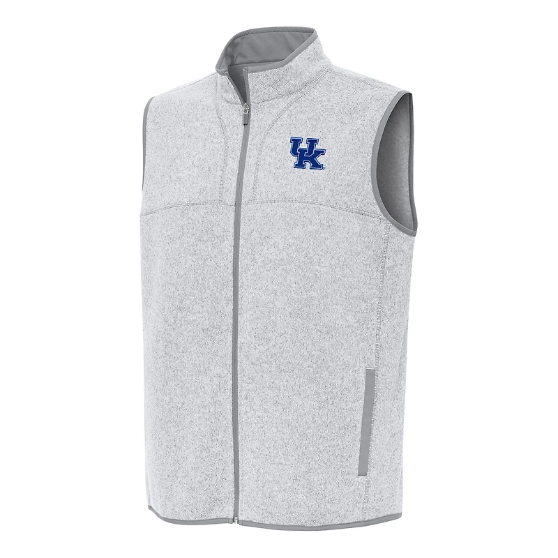 Men's Antigua Heather Gray Kentucky Wildcats Fortune Full-Zip Vest