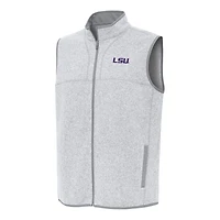 Men's Antigua Heather Gray LSU Tigers Fortune Full-Zip Vest