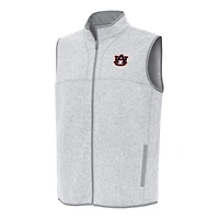 Men's Antigua Heather Gray Auburn Tigers Fortune Full-Zip Vest