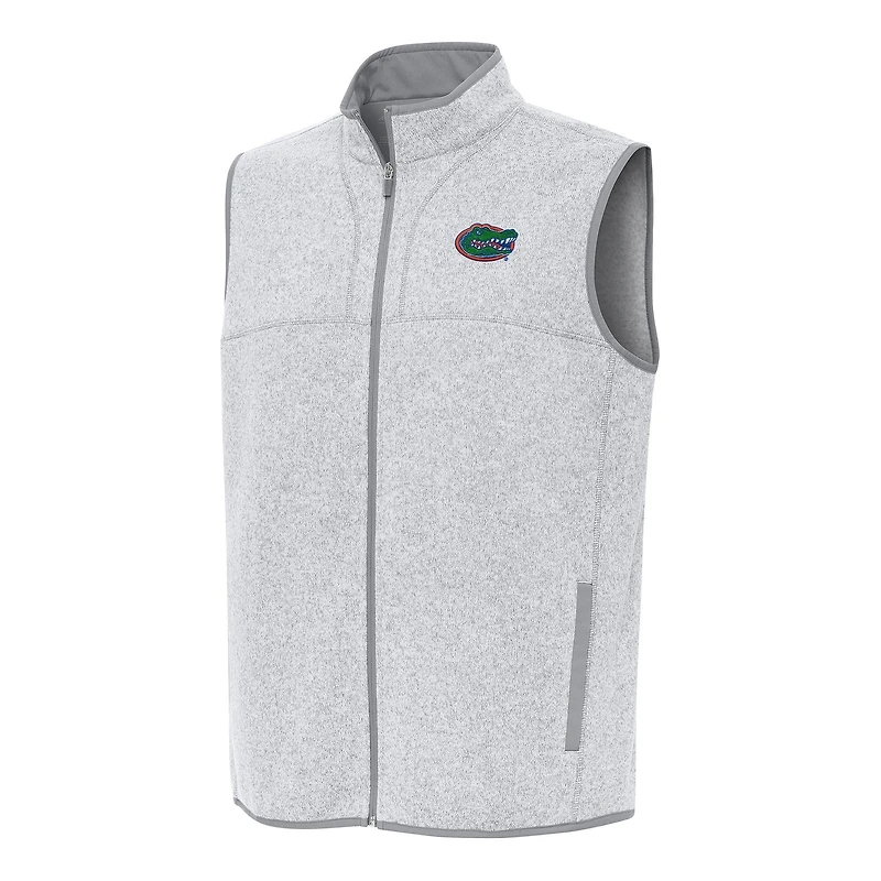 Men's Antigua Heather Gray Florida Gators Fortune Full-Zip Vest