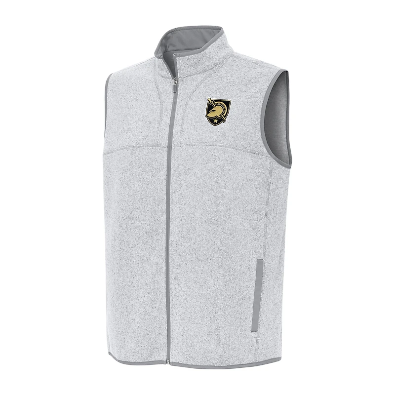 Men's Antigua Heather Gray Army Black Knights Fortune Full-Zip Vest