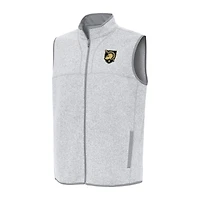 Men's Antigua Heather Gray Army Black Knights Fortune Full-Zip Vest
