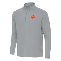 Men's Antigua Gray Clemson Tigers Intent Quarter-Zip Top