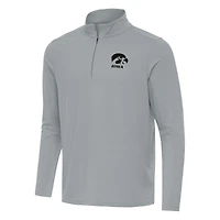 Men's Antigua Gray Iowa Hawkeyes Intent Quarter-Zip Top