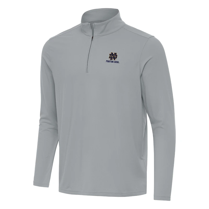 Men's Antigua Gray Notre Dame Fighting Irish Intent Quarter-Zip Top