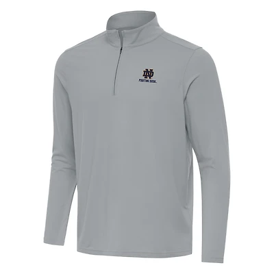 Men's Antigua Gray Notre Dame Fighting Irish Intent Quarter-Zip Top