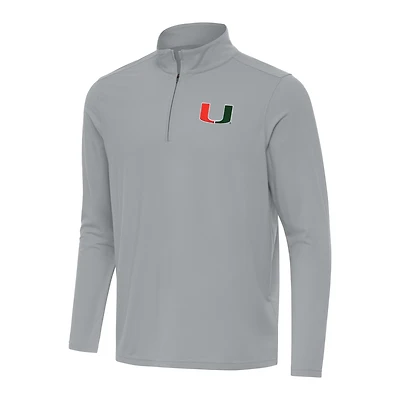 Men's Antigua Gray Miami Hurricanes Intent Quarter-Zip Top