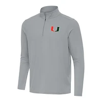 Men's Antigua Gray Miami Hurricanes Intent Quarter-Zip Top