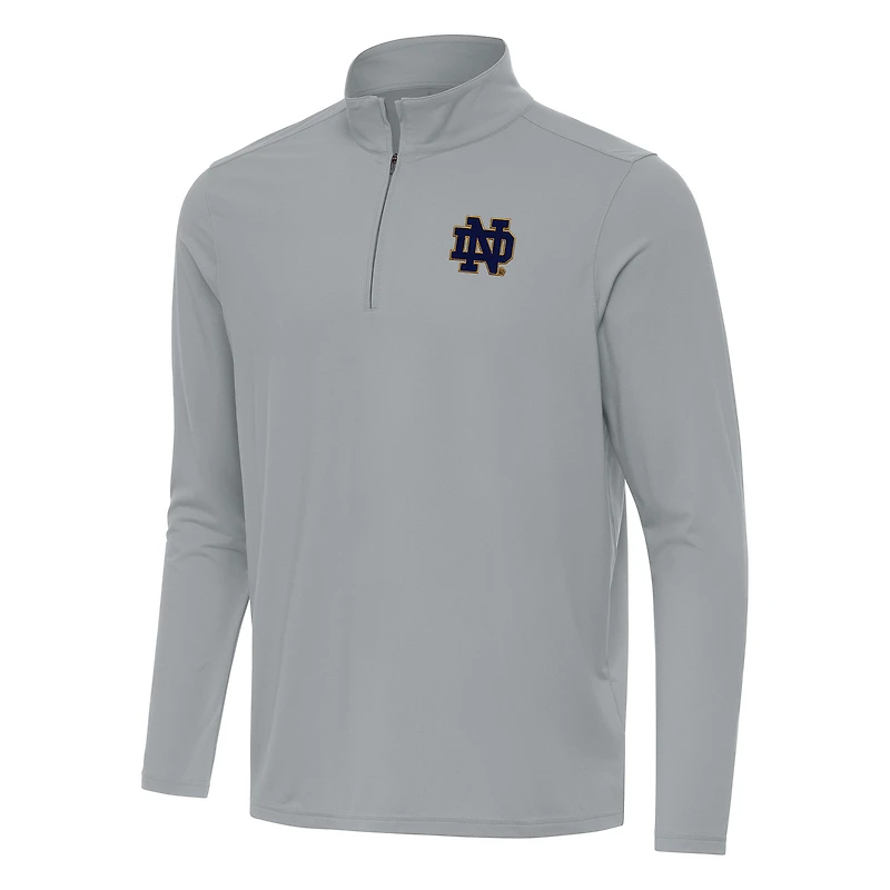 Men's Antigua Gray Notre Dame Fighting Irish Intent Quarter-Zip Top