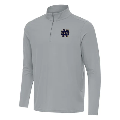 Men's Antigua Gray Notre Dame Fighting Irish Intent Quarter-Zip Top
