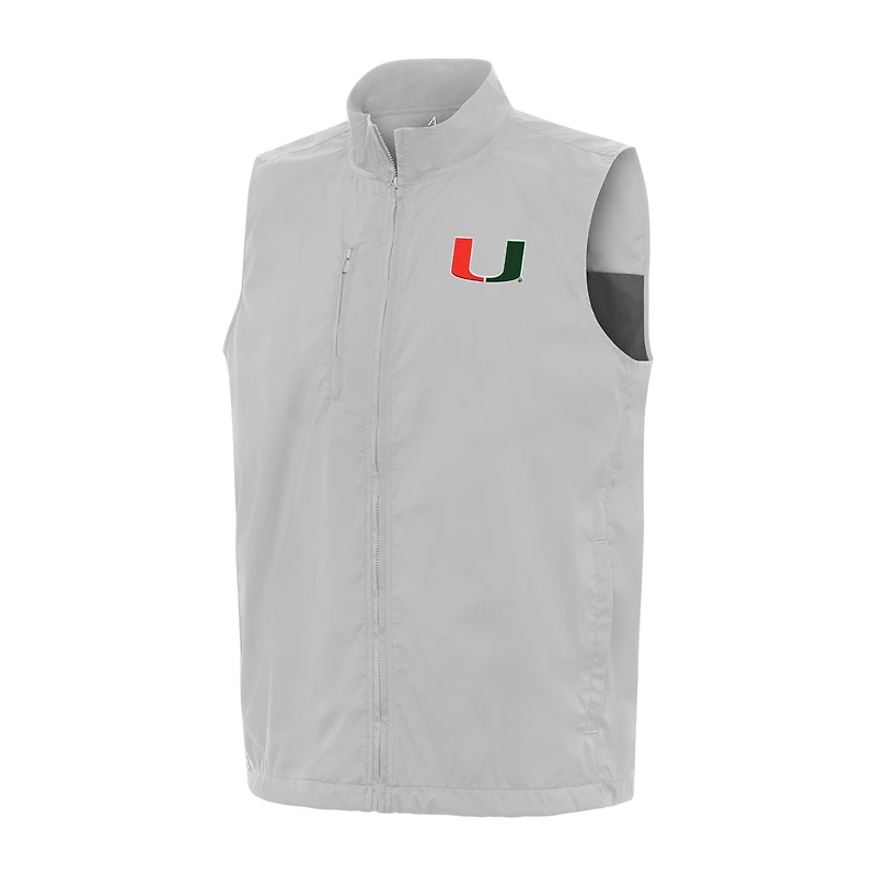 Men's Antigua  Heather Gray Miami Hurricanes Brisk Full-Zip Vest