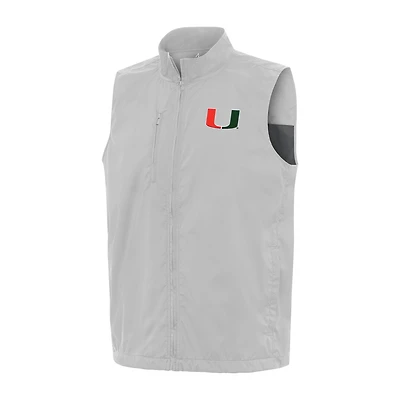 Men's Antigua  Heather Gray Miami Hurricanes Brisk Full-Zip Vest