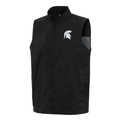 Men's Antigua  Black Michigan State Spartans Brisk Full-Zip Vest
