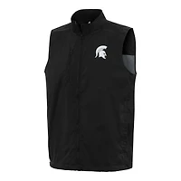 Men's Antigua  Black Michigan State Spartans Brisk Full-Zip Vest