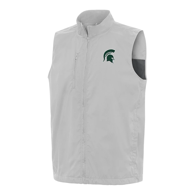 Men's Antigua  Heather Gray Michigan State Spartans Brisk Full-Zip Vest