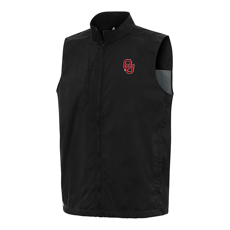 Men's Antigua Black Oklahoma Sooners Brisk Full-Zip Vest