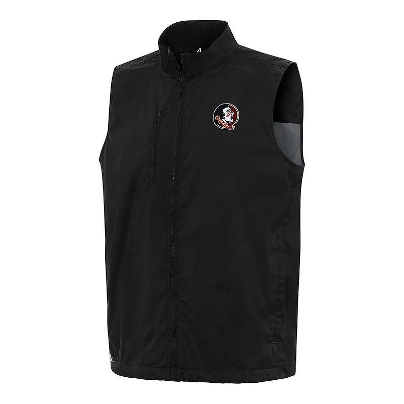 Men's Antigua  Black Florida State Seminoles Brisk Full-Zip Vest