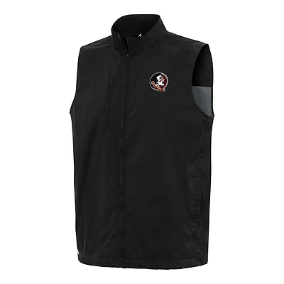 Men's Antigua  Black Florida State Seminoles Brisk Full-Zip Vest