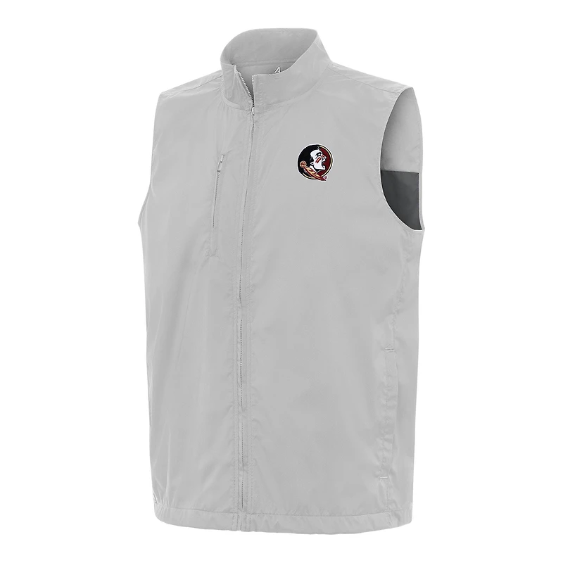 Men's Antigua  Heather Gray Florida State Seminoles Brisk Full-Zip Vest