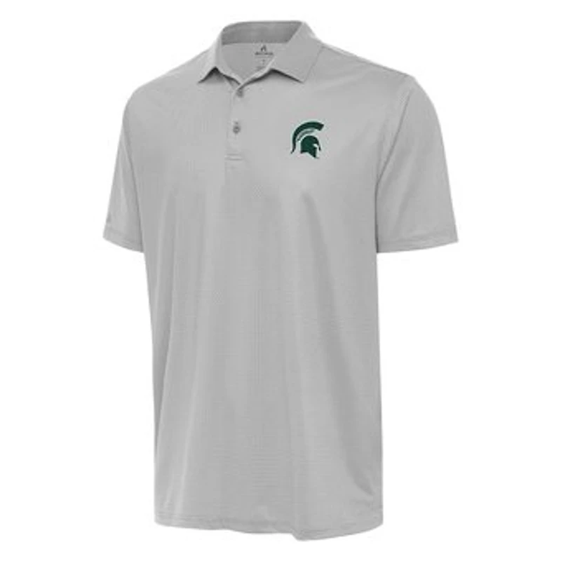 Men's Antigua Gray/White Michigan State Spartans Rings Polo