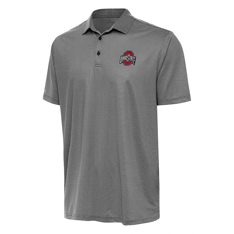 Men's Antigua Black/White Ohio State Buckeyes Rings Polo