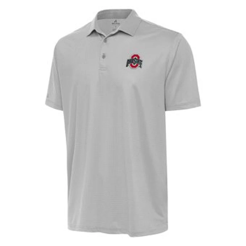 Men's Antigua Gray/White Ohio State Buckeyes Rings Polo
