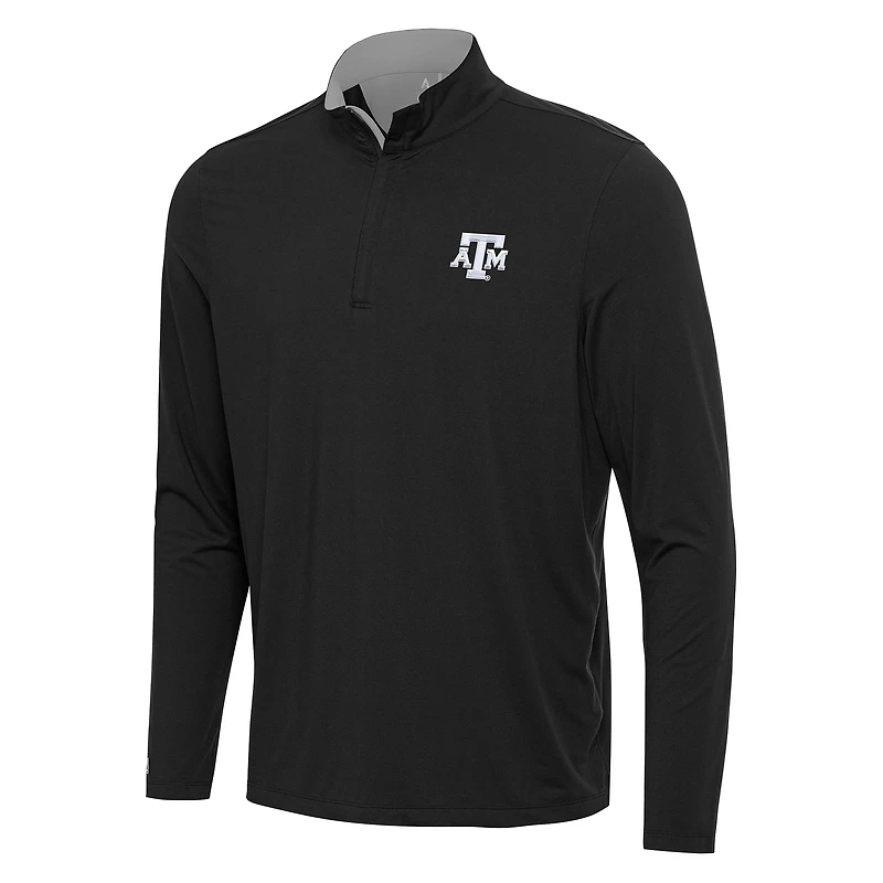 Men's Antigua Black/Gray Texas A&M Aggies Content Quarter-Zip Pullover Top