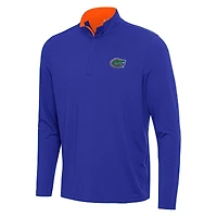 Men's Antigua Royal/Orange Florida Gators Content Quarter-Zip Pullover Top