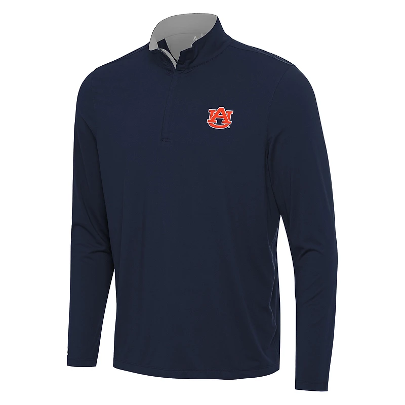 Men's Antigua Navy/Gray Auburn Tigers Content Quarter-Zip Pullover Top