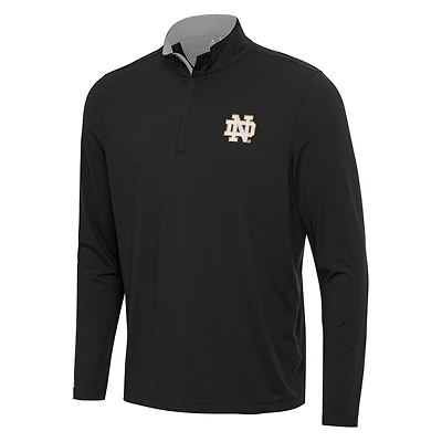Men's Antigua Black/Gray Notre Dame Fighting Irish Content Quarter-Zip Pullover Top