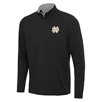 Men's Antigua Black/Gray Notre Dame Fighting Irish Content Quarter-Zip Pullover Top