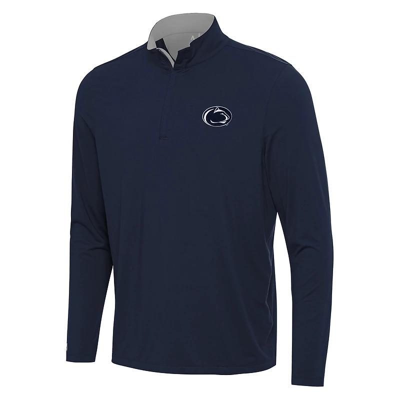 Men's Antigua Navy/Gray Penn State Nittany Lions Content Quarter-Zip Pullover Top