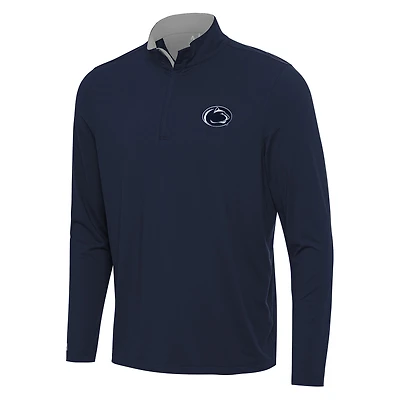 Men's Antigua Navy/Gray Penn State Nittany Lions Content Quarter-Zip Pullover Top