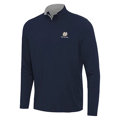 Men's Antigua Navy/Gray Notre Dame Fighting Irish Content Quarter-Zip Pullover Top