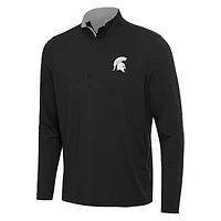 Men's Antigua Black/Gray Michigan State Spartans Content Quarter-Zip Pullover Top